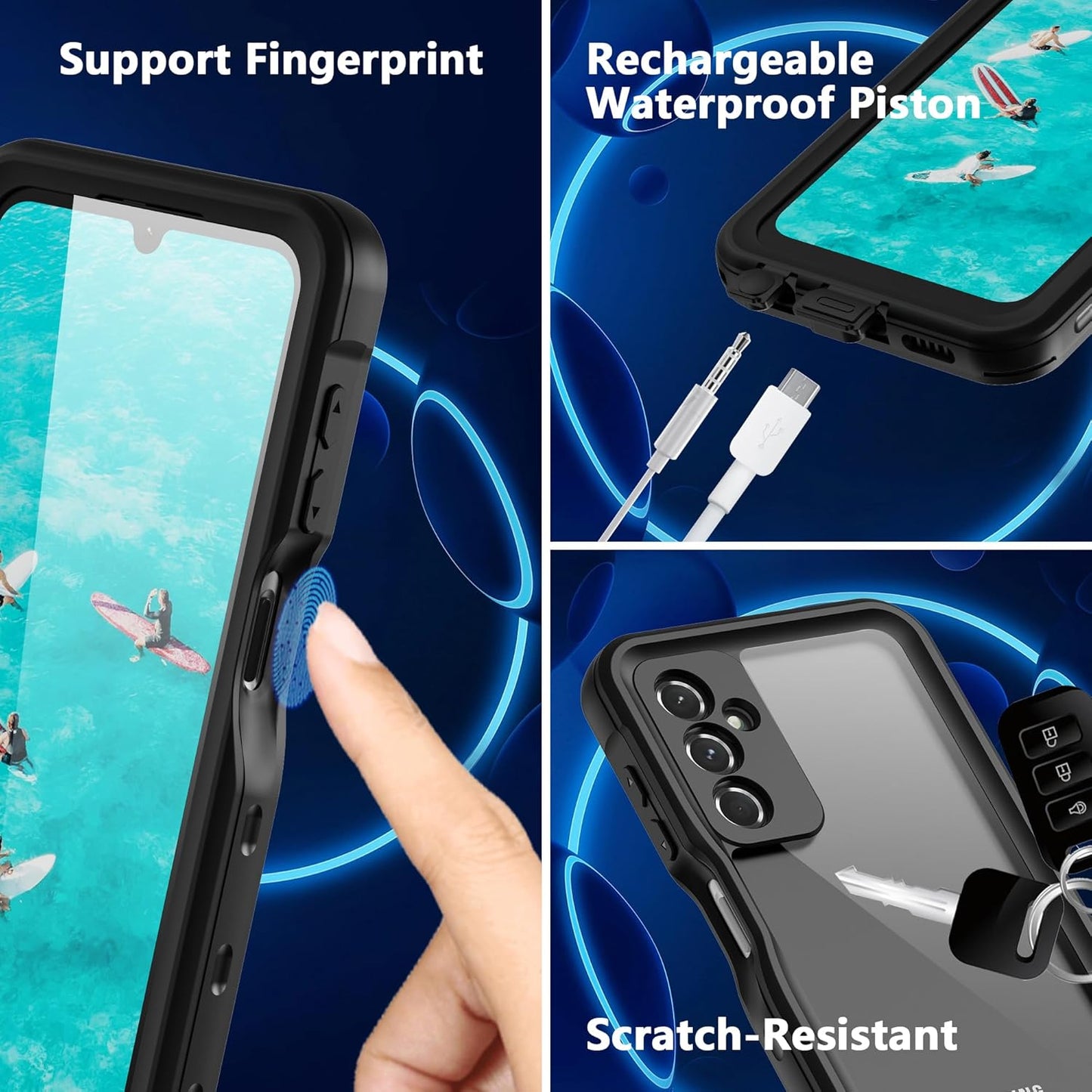 Samsung Galaxy A24 4G/A25 5G Phone Case, Waterproof Full Body Protective with Clear Lens/Camera/Screen Protector