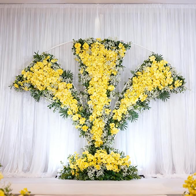 100PCS Artificial Hydrangea Flowers, Fake Flowers Silk Hydrangea Full Flowers Heads with Stems for Wedding Home Party Shop Baby Shower Decor (Yellow Champagne)