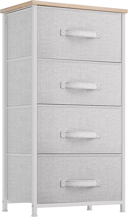 YITAHOME 4-Drawer Fabric Dresser, Dresser for Bedroom, Living Room, Hallway, Closet(White)