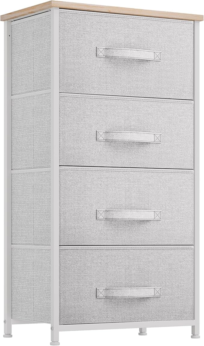 YITAHOME Dresser with 4 Drawers - Fabric Storage Tower, Organizer Unit for Bedroom, Living Room, Hallway, Closets - Sturdy Steel Frame