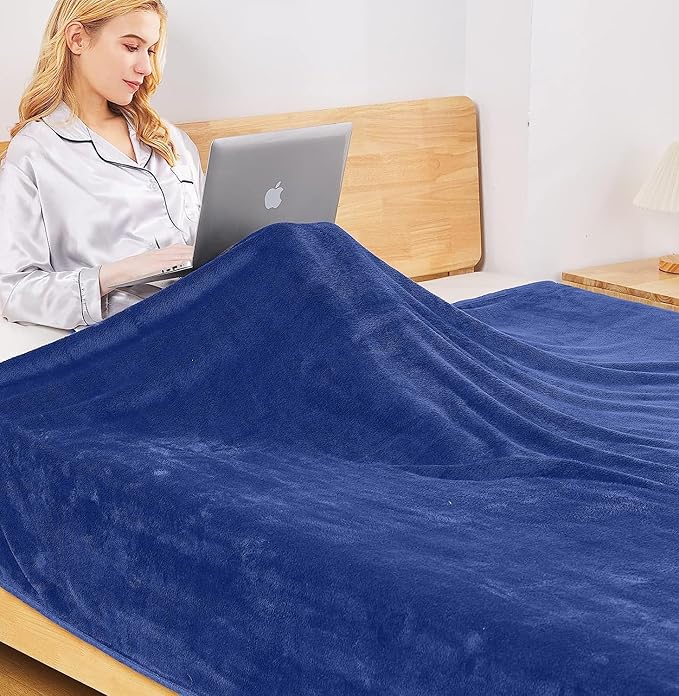 Polar Fleece Throw Blankets Travel Size for The Bed Extra Soft Brush Fabric Super Warm Sofa Throw Blanket 50" x 61"(Royal Blue Travel)