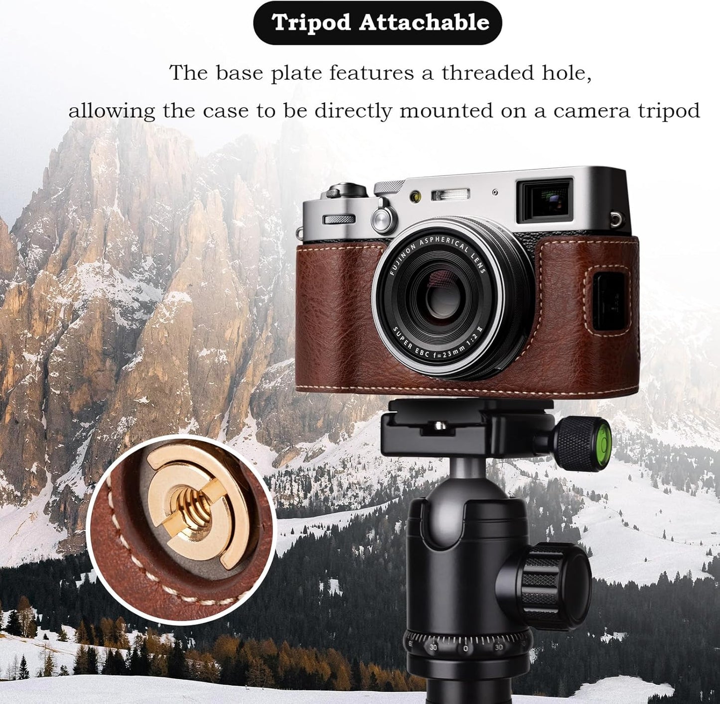 X100VI Camera Case, PU Leather Half Case Compatible with Fujifilm X100VI Digital Camera - Brown