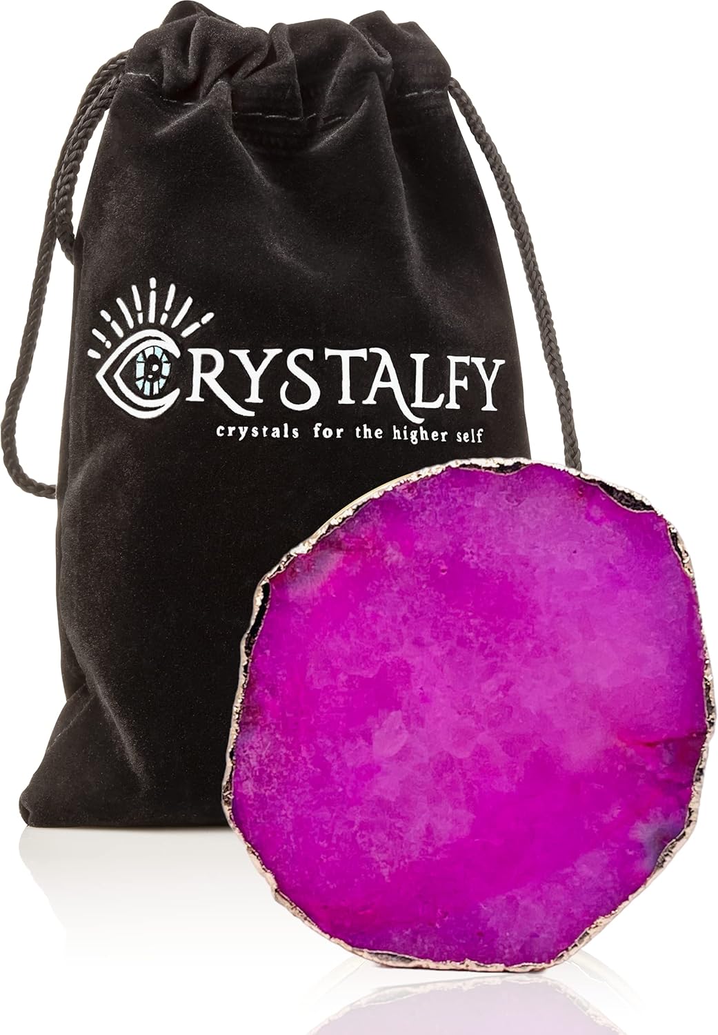 Grips by CRYSTALFY Pink Druzy Quartz Crystal Phone Grip & Stand, Authentic Natural Gemstone Holder