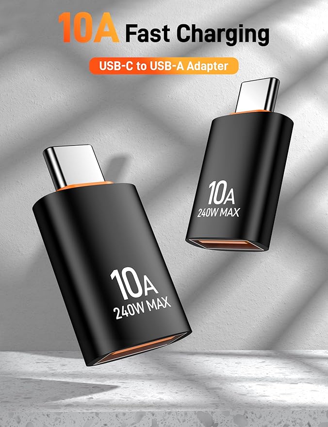 USB C to USB A Adapter(5 Pack), Type C to USB Converter, USBC Male to USB A Female OTG Adapter for MacBook Pro, Mac mini, iPhone17 16 Series, iPad 10 11, Dell XPS, Galaxy S25.