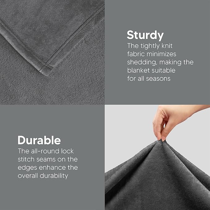 Utopia Bedding Fleece Blanket King Size Grey 300GSM Luxury Anti-Static Fuzzy Soft Microfiber Bed Blanket (90x102 Inch)