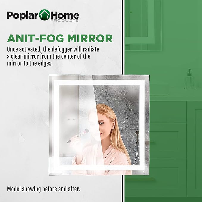 LED Vanity Bathroom Mirror 36 x 36 in. Wall Mounted, Dimmable, Lighted, Anti-Fog Mirror – Modern, Frameless Design