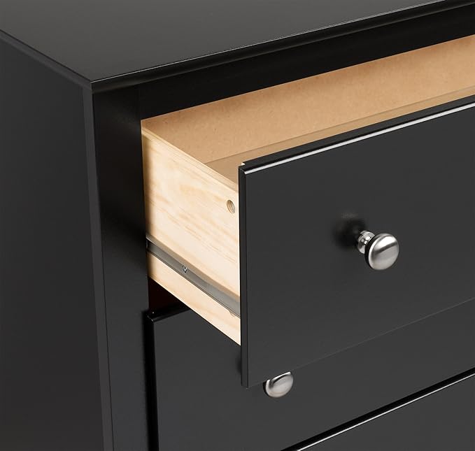 Prepac Sonoma Traditional Tall Nightstand Side Table with 3 Drawers, Functional Tall 3-Drawer Bedside Table 16" D x 23" W x 29" H, Black, BDC-2403