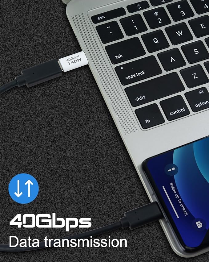 Danfetsoy USB C Male to Male Adapter, 40Gbps USB C Adapter, Type C Coupler Extender Support 140W, 40Gbps, 8K@60Hz, for Laptop, Phones and More Type C Devices (4 Pack)