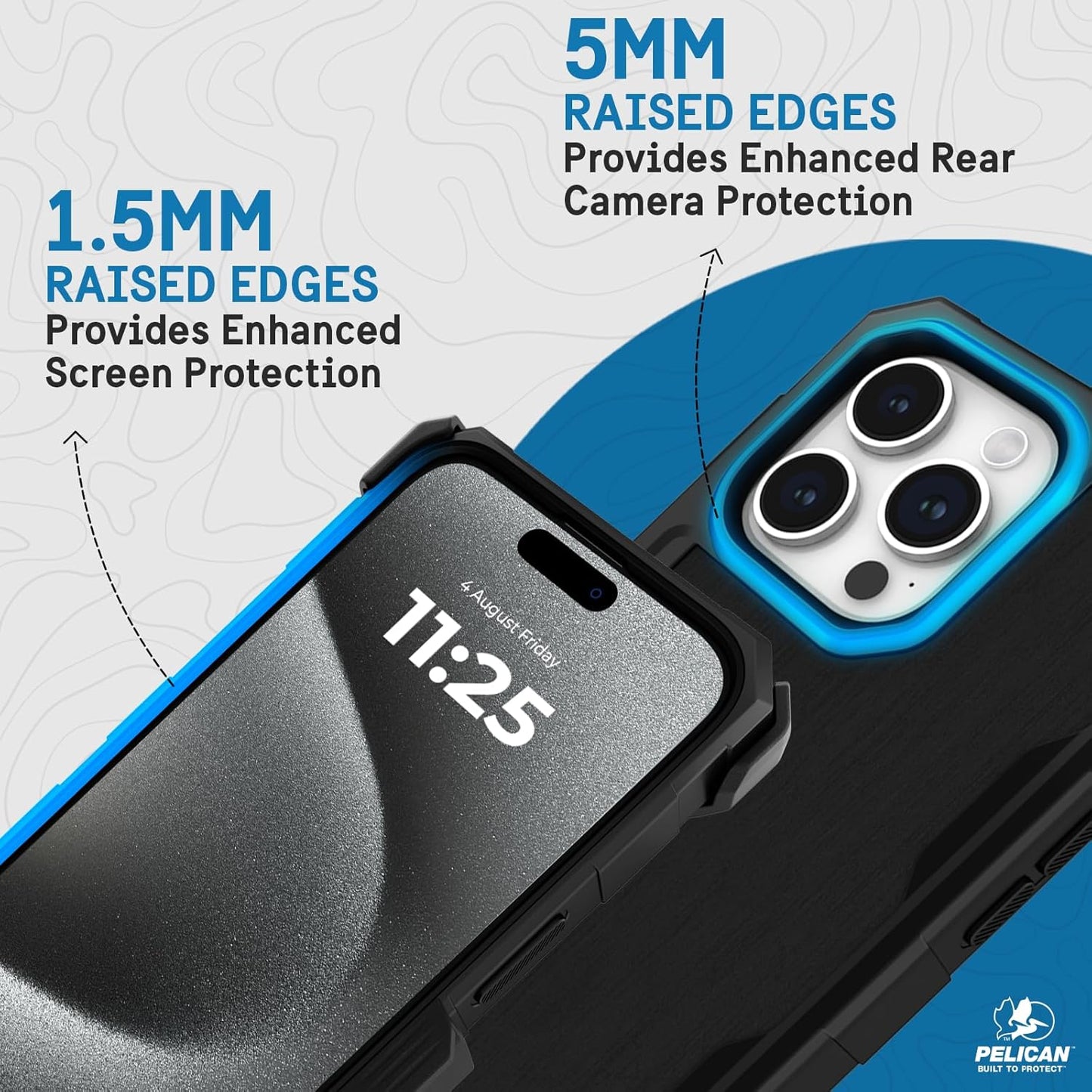 Pelican Shield Brushed Aluminum iPhone 15 Pro Case 6.1", Compatible with MagSafe, 21ft Military Grade Protection, Black