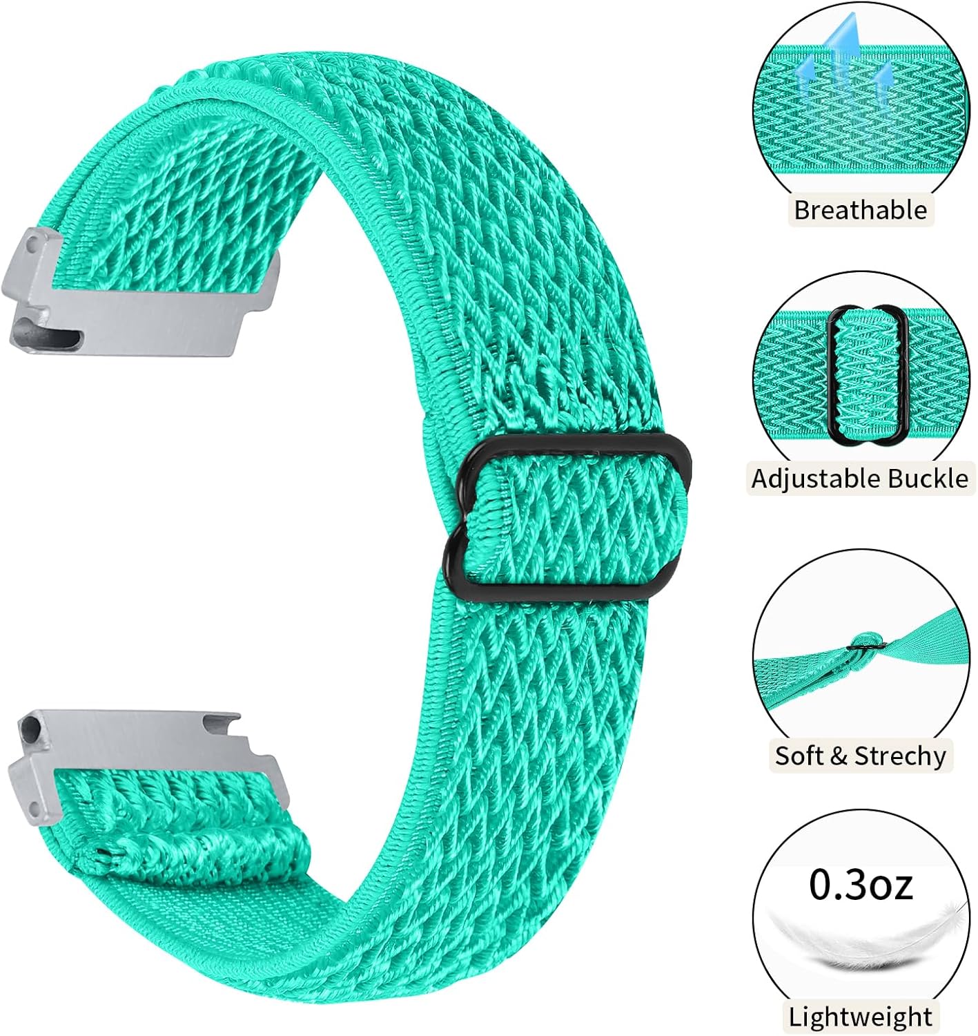 RuenTech 2 Pack Elastic Bands for OYV TGW008/Kuizil T70 Smart Watch Band, Adjustable Nylon Straps Replacement