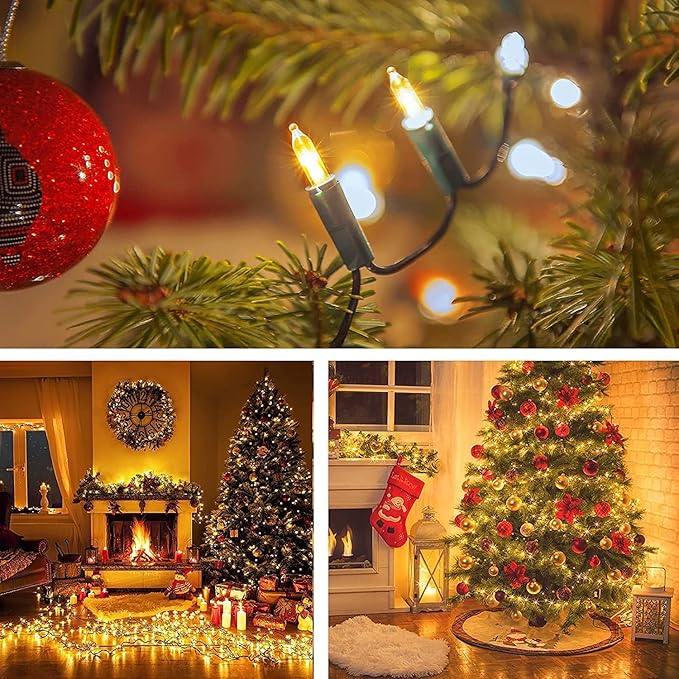KOUQIYA Battery Operated Christmas Lights, 33ft 100 LED Battery Operated String Lights with Auto-Timer 8 Modes Waterproof String Lights for Xmas Outdoor Indoor Garden Party Decor, Warm White