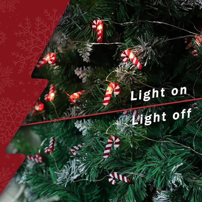 Impress Life Holiday Candy Cane String Lights, 10ft 20 LED 3D Plus Twinkle Lights, USB & Battery-Powered with 8 Flicker Modes Remote for Bedroom, Porch, Wedding, Birthday, St. Nikolas Day, Christmas