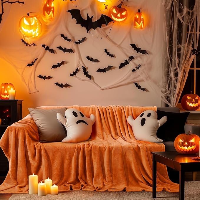 Utopia Bedding Fleece Blanket Throw Size Burnt Orange 300GSM Luxury Anti-Static Fuzzy Soft Microfiber Halloween Blanket for Couch, Sofa and Bed (60x50 Inch)