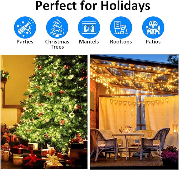 LIDORE Super Bright Clear Mini Christmas Tree String Lights, Gift for Decoration, 21.45FT 100 Count Bulbs with Green Cord, UL Listed Indoor Outdoor Lighting for Holiday (Green Cable, 1-Pack)