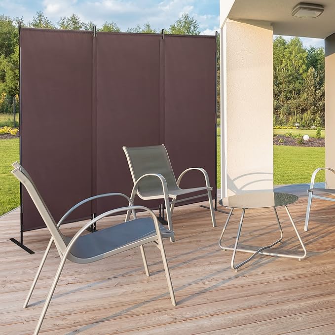 Room Divider Panel 6Ft Privacy Screen Wall Divider JAXPETY Folding Portable Partition Wall 88" W x 73" H Dividers for Room Separation Indoor, Brown