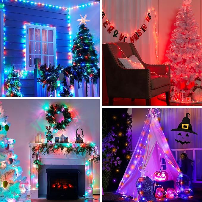 Brightown Rope Lights Outdoor, 66 FT 24 Color Changing String Lights with Remote, 200 LED String Lights Indoor Bedroom, Rope Light for Outside, Waterproof Christmas Lights for Outdoor Decoration