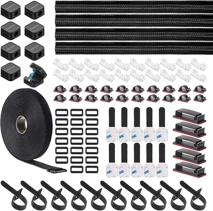 Cable Management Organizer Kit, Desk Cable Organizer, Cable Management Under Desk, Wire Management and Cord Organizer for Home, Office, Standing Desk
