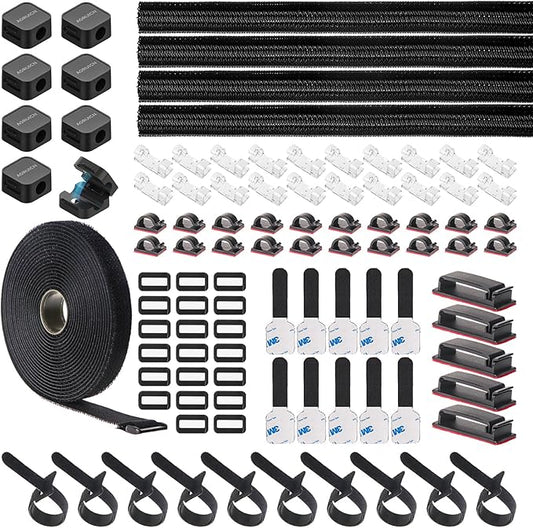 Cable Management Organizer Kit, Desk Cable Organizer, Cable Management Under Desk, Wire Management and Cord Organizer for Home, Office, Standing Desk