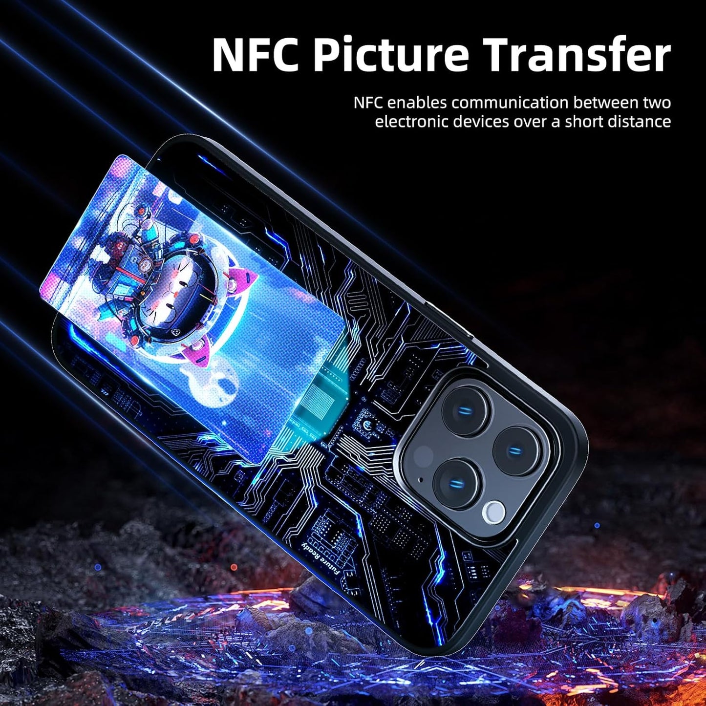 Ink Phone Case for iPhone 14 PRO MAX - Smart Picture Phone Case with APP Control, Black