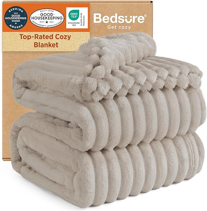 Bedsure GentleSoft King Size Blanket for Bed - Cozy Soft Blankets for Women, Cute Large Fleece Throws for Girls, Linen, 108x90 Inches