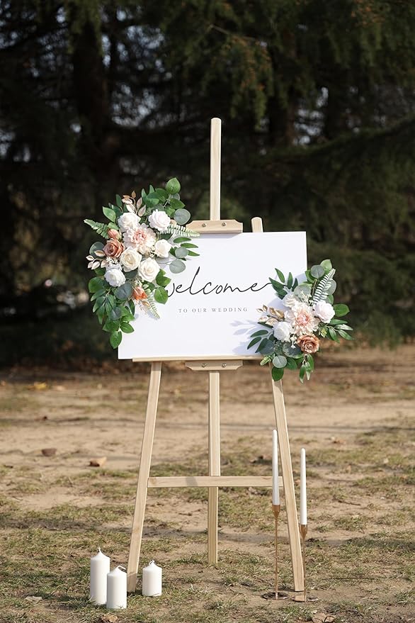 Artificial Flowers Decorations Pack of 2,Centerpieces for Wedding Reception Backdrop Decoration, Floral Decor Wall Home Entryway OutdoorDecorations (Champagne)