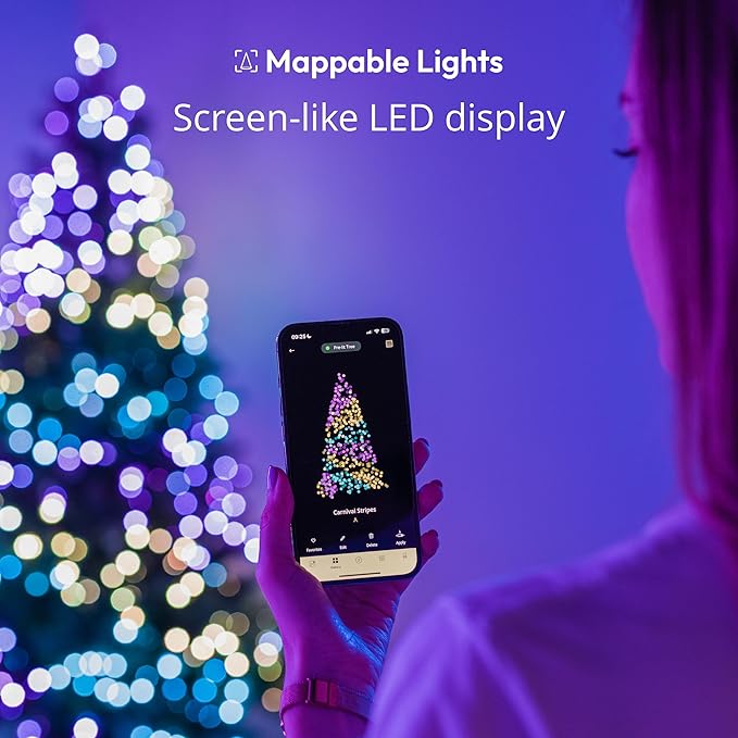 Twinkly Strings 250 RGB LEDs, in- and Outdoor LED Light String, Smart Multicolor LED Lights, Compatible with HomeKit, Alexa and Google Home, Gaming, IP44, App Control, Black Wire, 65.6ft