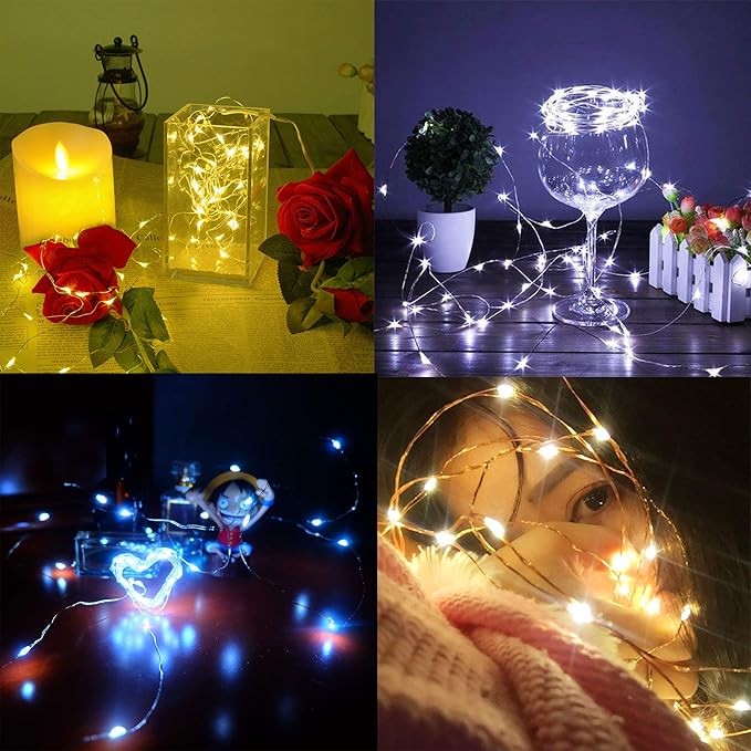 YJFWAL 18 Pack Fairy String Lights(Batteries Included) 10.2FT 30LEDs Waterproof Copper Wire Firefly Light Mini Starry Moon Lights for DIY Wedding Party Mason Jars Christmas Tree Gift Deco (7 Colors)