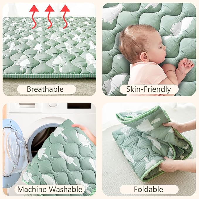 Baby Play Mats for Floor, 71”x59” Upgraded Thickness & Larger Super Soft Playmat for Babies and Toddlers, Foldable Washable, Upgrade Anti-Slip Crawling Mat for Playpen(Trees)