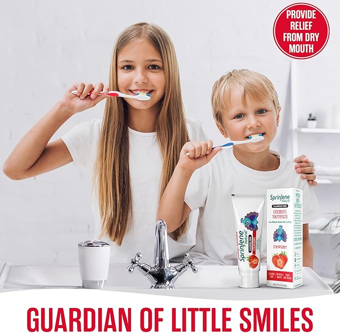 SprinJene Natural Kids Toothpaste, Strawberry | Natural Children’s Toothpaste | Fluoride Free Toothpaste for Toddlers | 2 Pack
