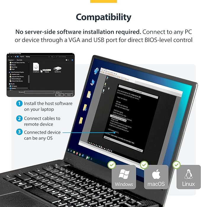 StarTech.com Rugged Laptop Crash Cart Adapter, USB/VGA KVM Console, File Transfer & Video Capture, Windows/Linux/MacOS - TAA