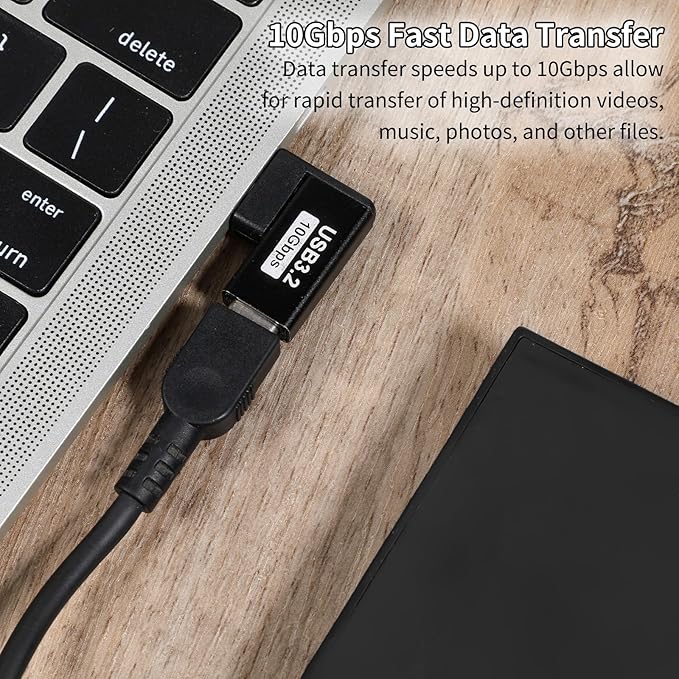 90 Degree USB to USB C Adapter (4 Pack), Up and Down Angle, Left and Right Angle A Male to Type C Female Extender Connector Vertical and Horizontal Port Changer for PC, Laptop, Power Bank