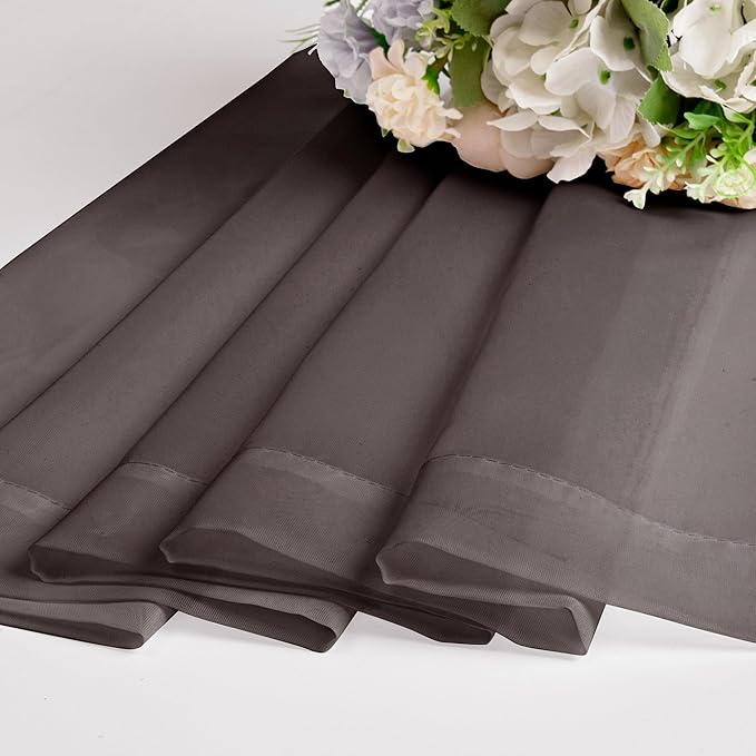 Chyhomenyc Sheer Curtains 36 inch Length 2 Panels, Light Filtering Voile Rod Pocket Short Window Sheer Curtians for Bathroom Living Room, 2PCS, Choclate Brown