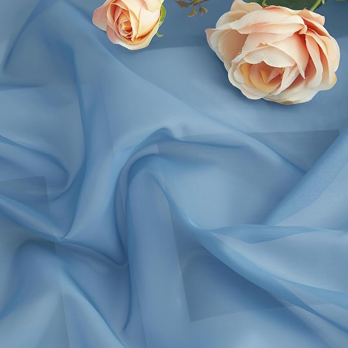 NICETOWN Decorative Stone Blue Window Scarf for Beach, Voile Sheer Curtains Flexible Valances Bed Canopy for Wedding Arch Kids Room, 2 Panels, W60 x L216