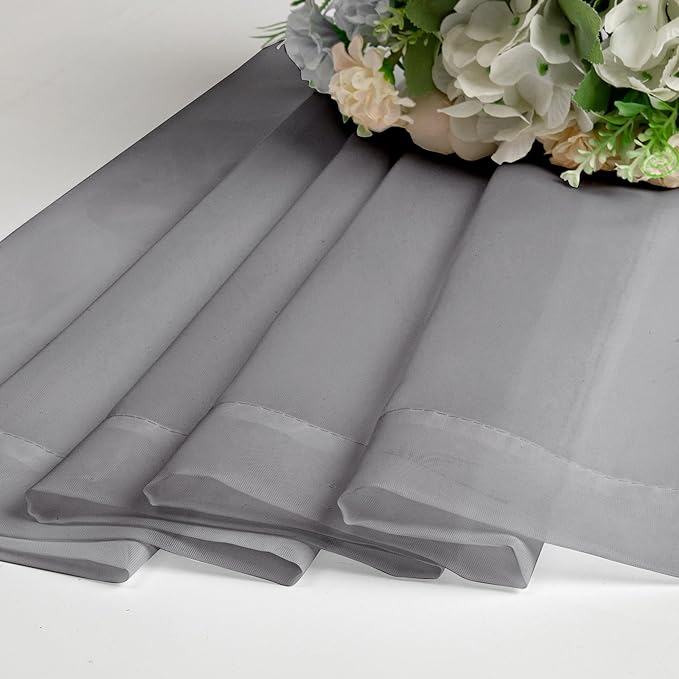 Chyhomenyc Charcoal Grey Sheer Curtains 45 Inch Long 2 Panels, Light Filtering Elegant Lightweight Soft Rod Pockets Drapes for Small Window Bathroom Living Room Bedroom, 42W x 45L inches