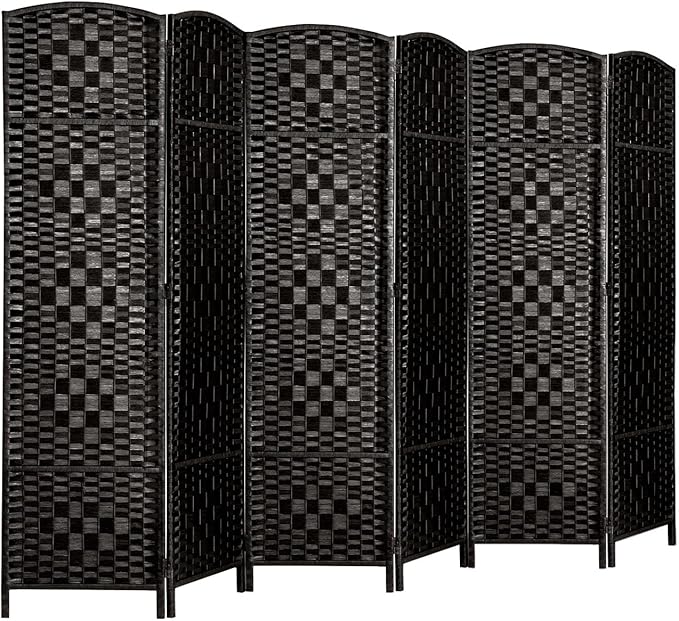 Rose Home Fashion 6 ft Tall Room Divider, Room Dividers and Folding Privacy Screens, 15.7in Privacy Screen 6 Panel Partition Temporary Wall Separation for Private, Black