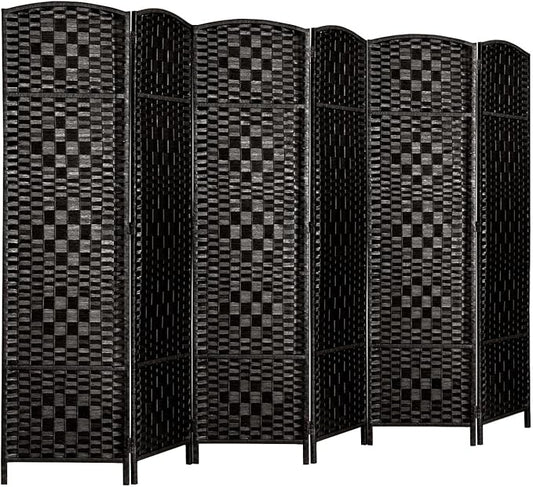 Rose Home Fashion 6 ft Tall Room Divider, Room Dividers and Folding Privacy Screens, 15.7in Privacy Screen 6 Panel Partition Temporary Wall Separation for Private, Black