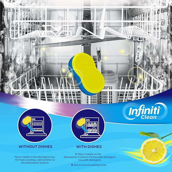 Dishwasher Cleaner and Deodorizer Tablets - Deep Clean Dishwasher Cleaner Tablets, Septic Safe, Natural Limescale Remover - Compatible with All Models (12 Pack)