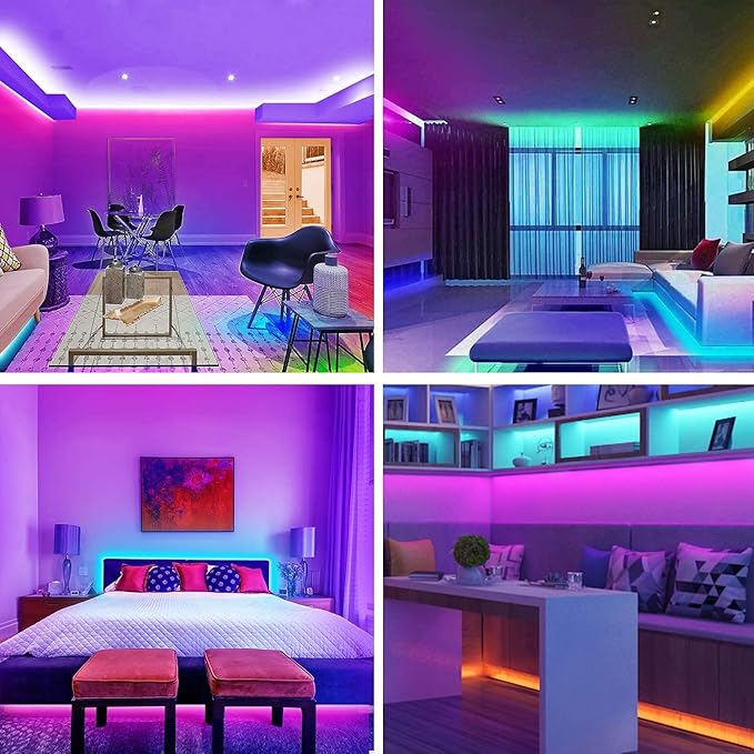 Keepsmile 32.8ft Strip Lights Smart App Music Sync Color Changing RGB Bluetooth LED Strips with Remote Led Lights for Bedroom Home Decoration