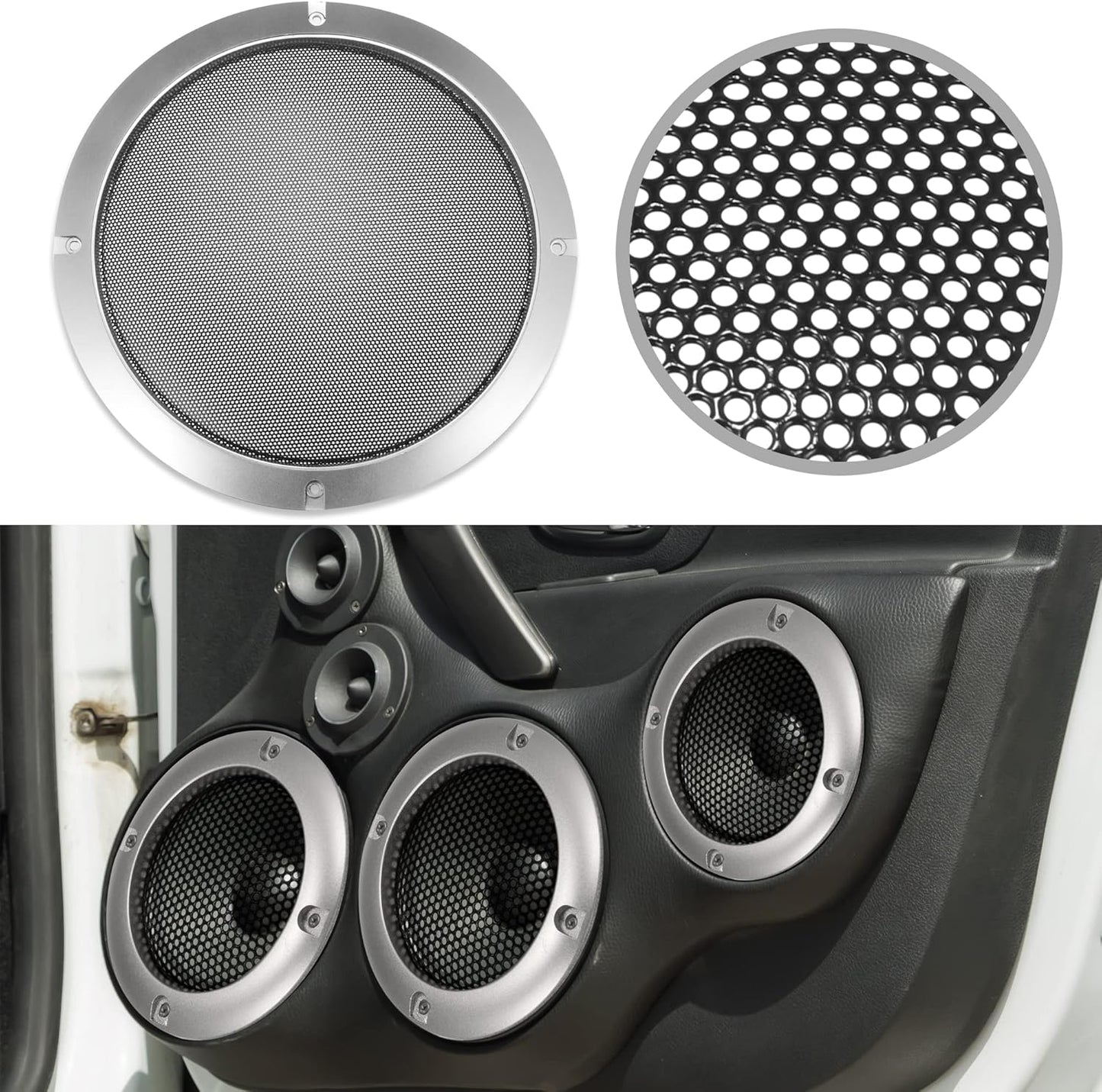X AUTOHAUX 8" Round Speaker Grille Cover Mesh Trim, Silver Tone Subwoofer Grille Horn Protective Guard for Car Stereo