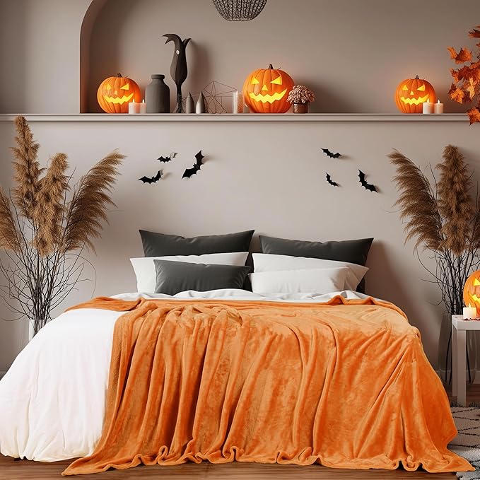Utopia Bedding Fleece Blanket Twin Size Burnt Orange 300GSM Luxury Anti-Static Fuzzy Soft Microfiber Bed Blanket (60x80 Inch)