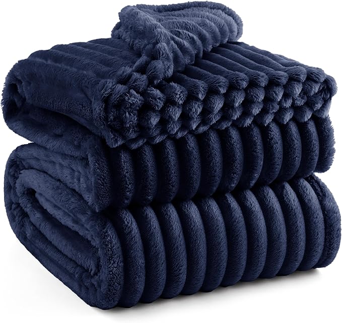 Bedsure GentleSoft Blue Fleece Blanket for Couch - Cozy Soft Blankets for Women, Cute Small Throws for Girls, 108x90 Inches