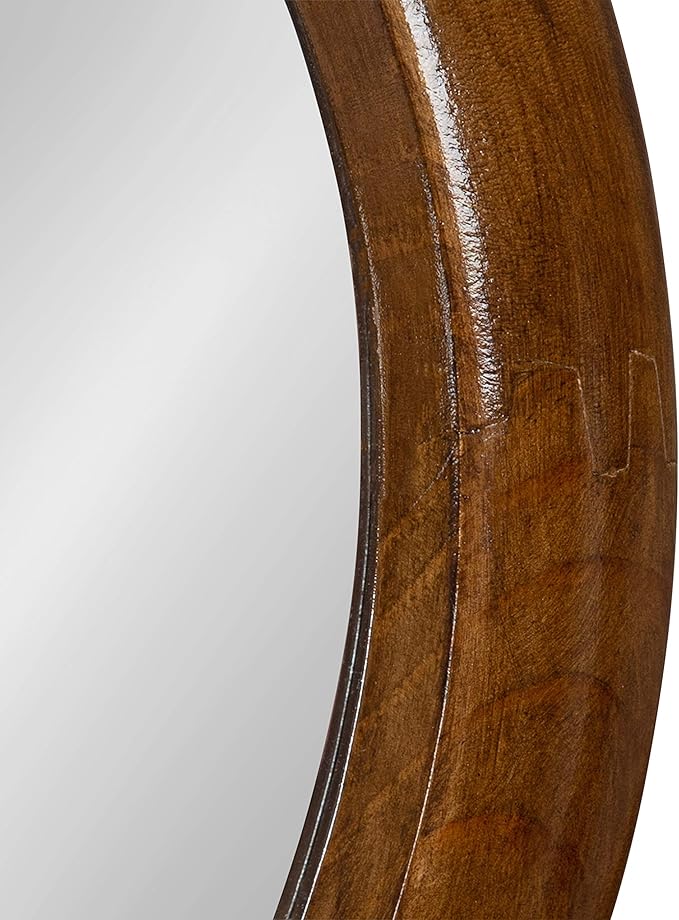 Kate and Laurel Pao Traditional Oval Wood Framed Wall Mirror, 24 x 36, Walnut Brown, Decorative Mirror for Wall