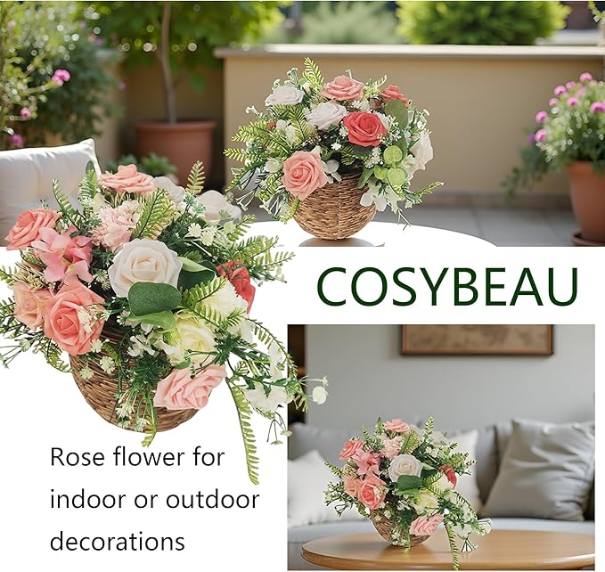 Artificial Flowers 25pcs Roses, Shade of Light Orange Foam Fake Rose Faux Flower for DIY Wedding Bouquet Bridal Shower Centerpieces Floral Arrangements Party Table Home Decorations