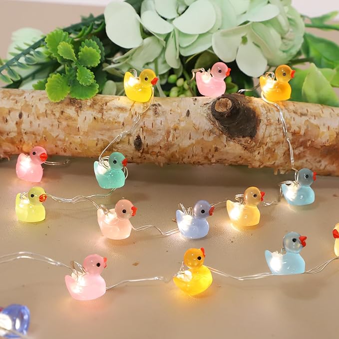 Impress Life Duck String Lights with Remote Timer, 10FT 40LEDs Cute Indoor String Lights, Warm White Glow Fairy Lights Battery Operated or USB for Bedroom Party Garden Decor