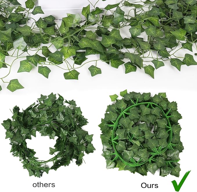 RECUTMS Fake Vines for Room Decor 86 FT Artificial Ivy Garland Hanging Plants Faux Greenery Leaves Bedroom Decor Aesthetic for Wall Wedding Party Home Garden Office Patio Outdoor Decoration(12 Pack)
