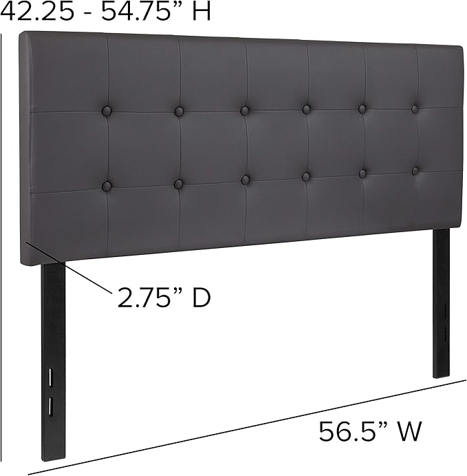 Flash Furniture Lennox Tufted Upholstered Full Size Headboard in Gray Vinyl