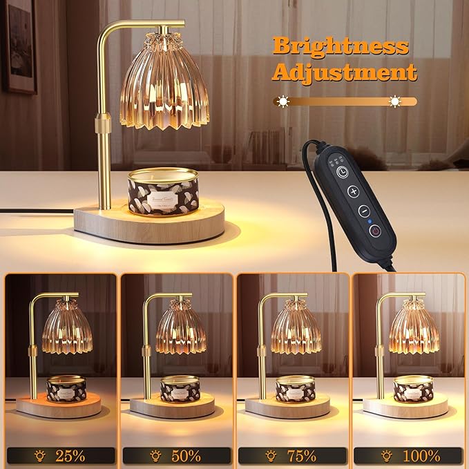 Christmas Gifts for Women Candle Warmer Lamp with Adjustable Height, Timer & Dimmer, Birthday Gifts for Women, Elegant Gift Box & Greeting Card, Candle Lamp with 2 Bulbs for Home Decor/Bedroom/Office