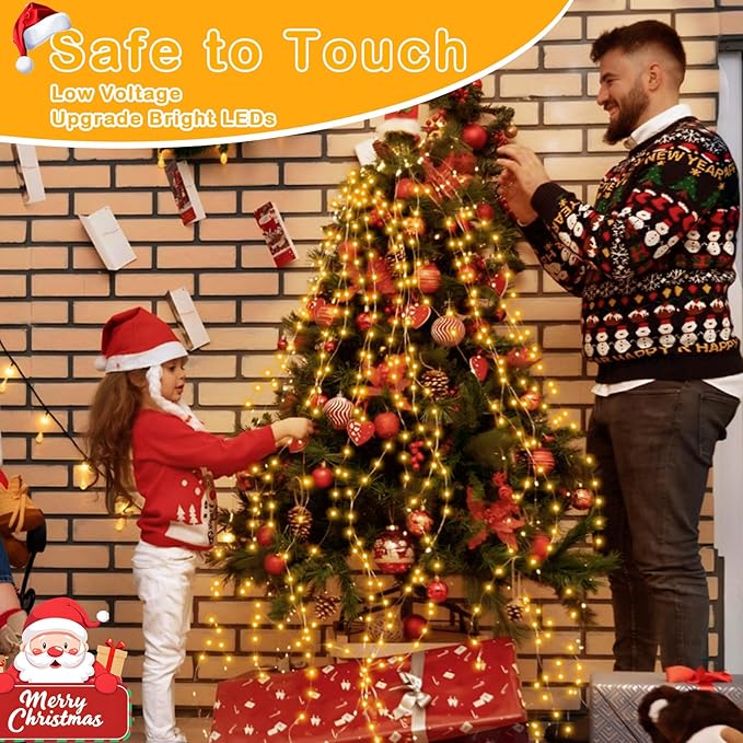 Decute 164FT 500LED Christmas Fairy String Lights Dimmable with Remote Control Copper Wire Starry Lights with UL Cerficated Decorative for Party Wedding Bedroom Christmas Tree Warm White