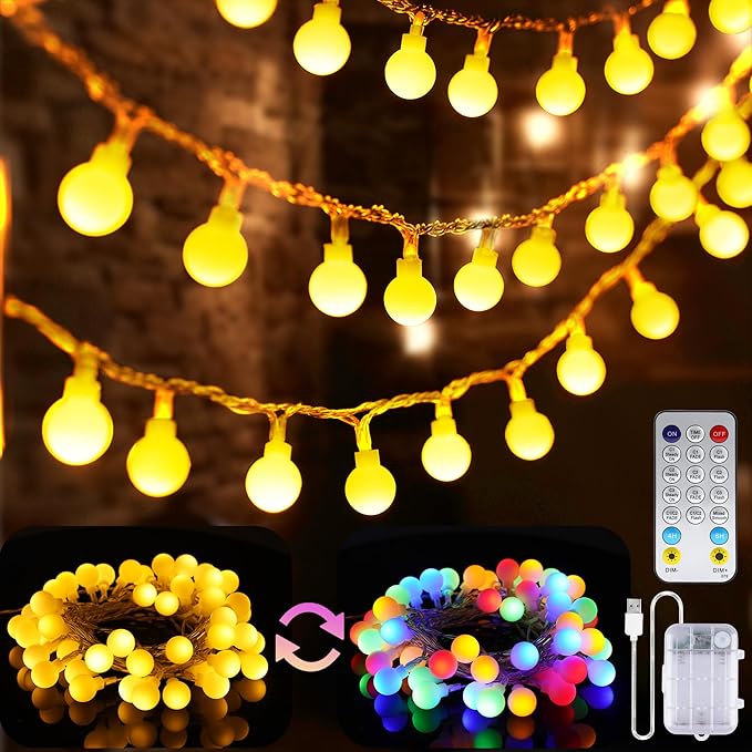 OMIKA Christmas String Lights Battery Operated 16.5ft 50LED with Remote Warm White Multicolor Fairy Light Indoor for Classroom Bedroom Dorm Birthday Patio Tent Party Xmas Christmas Décor