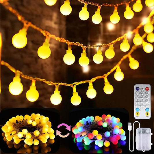 OMIKA Christmas String Lights Battery Operated 16.5ft 50LED with Remote Warm White Multicolor Fairy Light Indoor for Classroom Bedroom Dorm Birthday Patio Tent Party Xmas Christmas Décor